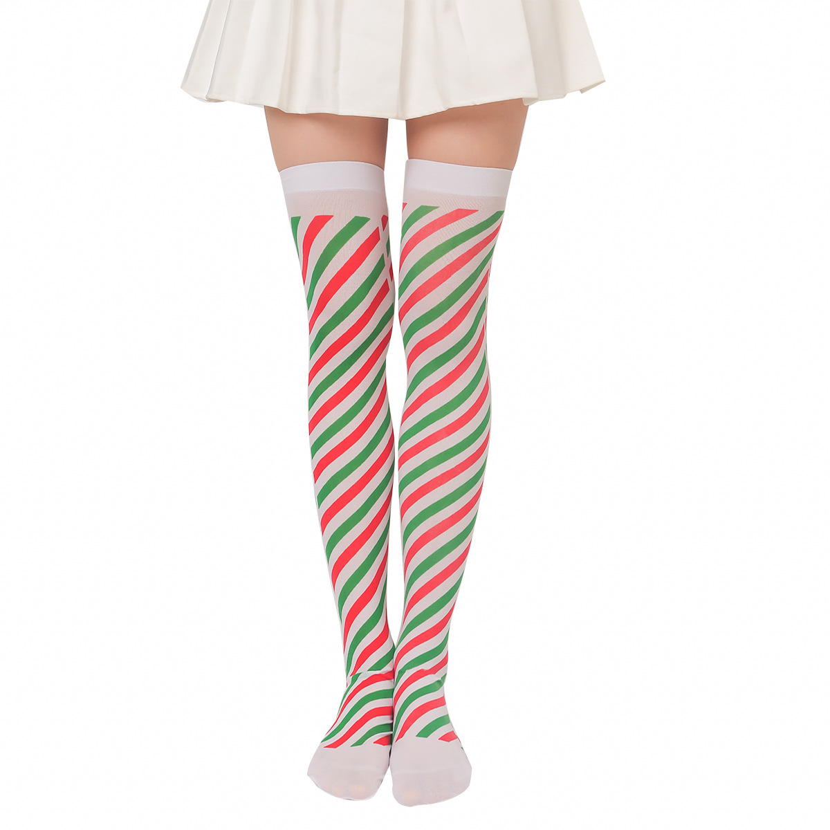 Irish Saint Thigh High Stockings Shamrock Striped Over Knee Sock